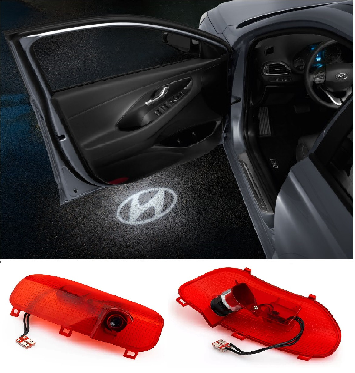 Підсвітка дверей з логотипом Hyundai Хюндай Elantra Елантра (08-15) 2 шт.