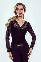 Блузка трикотажная с гипюром черного цвета. Модель Florence Eldar