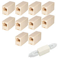 Соединитель RJ45 10шт, для кабеля Cat5e Cat6, мама-мама