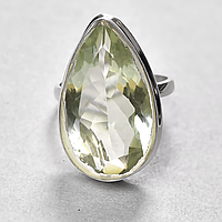 Празиолит зеленый аметист серебряное кольцо, 3203КЦП