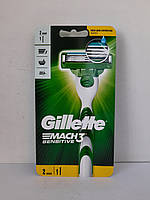 Станок для гоління чоловічий Gillette Mach 3 Sensitive (Жилет Станок + 2 касети)