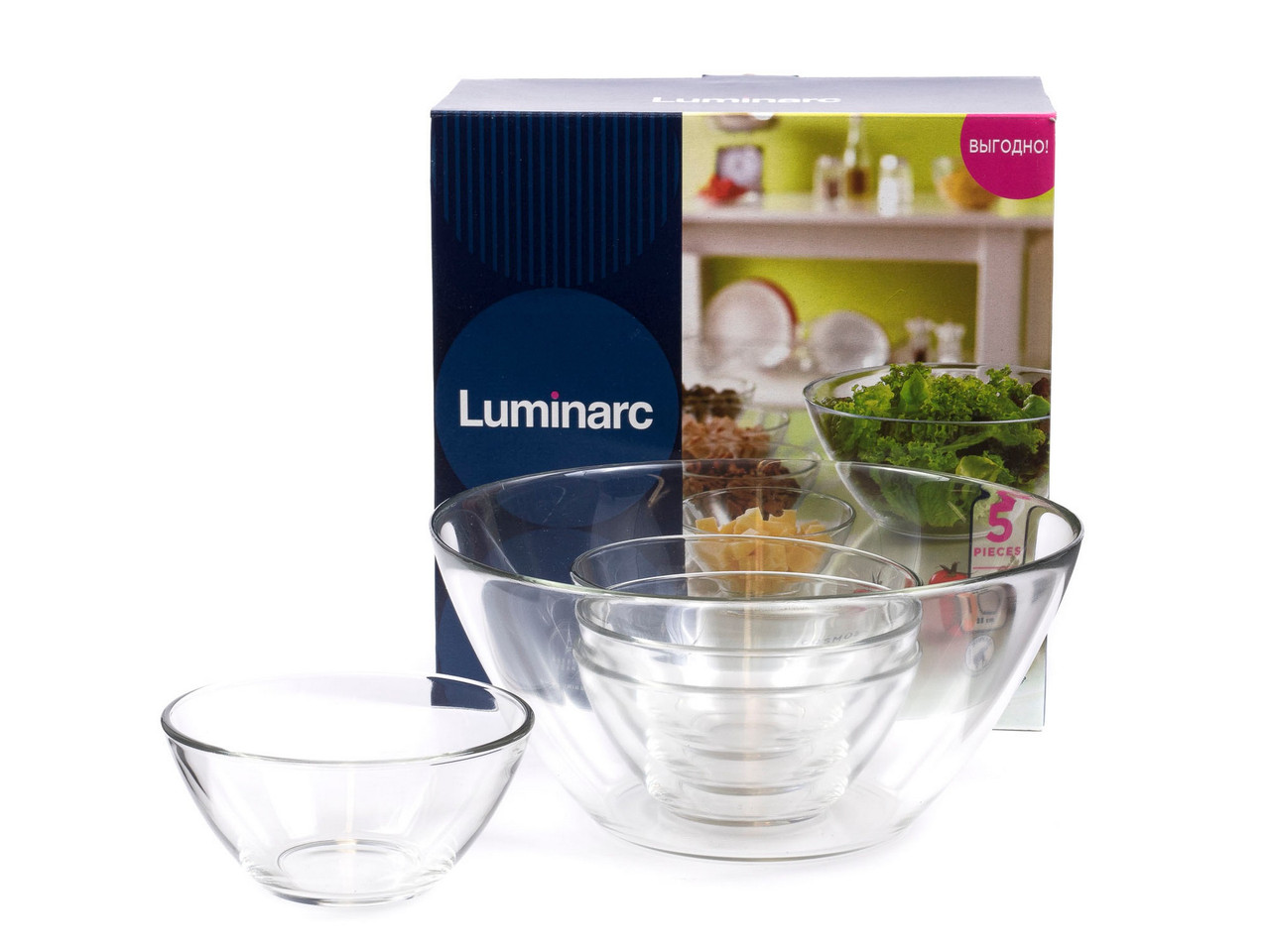 Набір салатників Luminarc Космос 5 шт 4*12,5 см і 1*23 см (P6766)