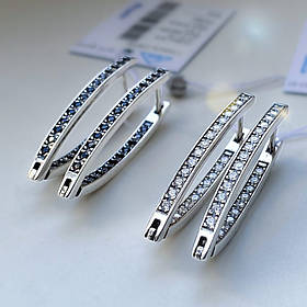 Срібні сережки з фіанітами, 46 камінців