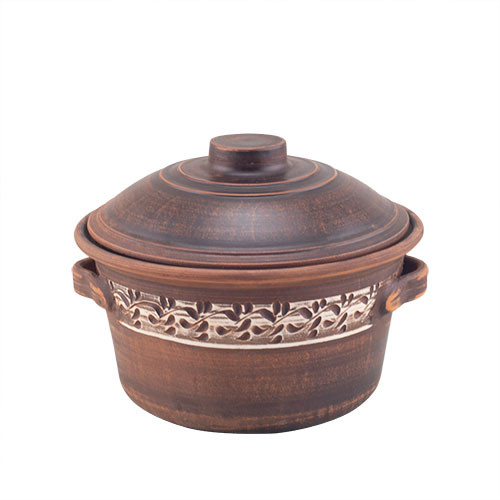 Каструля глиняна з ручками 2л (ангоб) KR5039-3