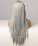 Перука сіра з чубчиком, перука довга пряма сіра, фото 2