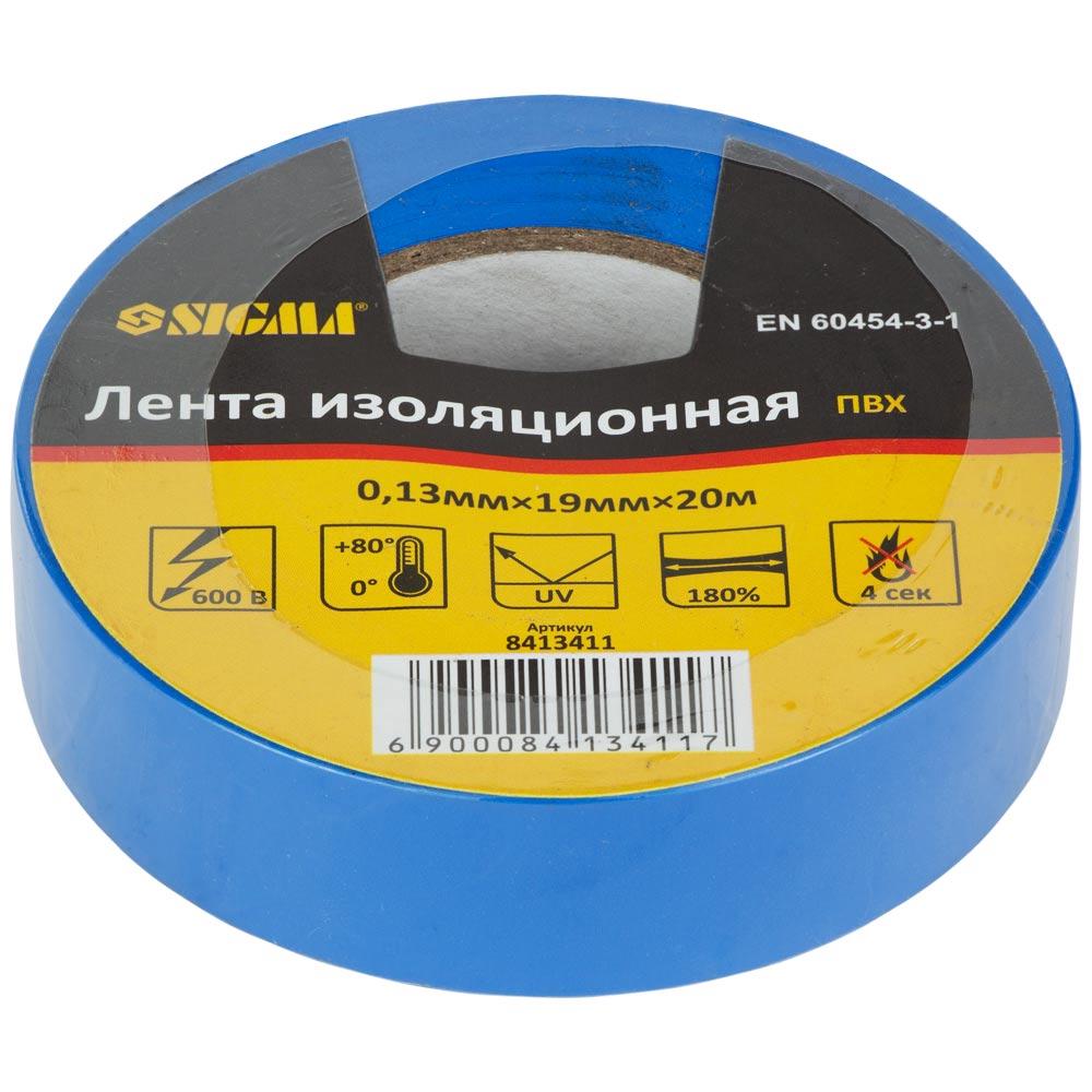 Ізострічка ПВХ (синя) 0.13 мм×19 мм×20м SIGMA (8413411)