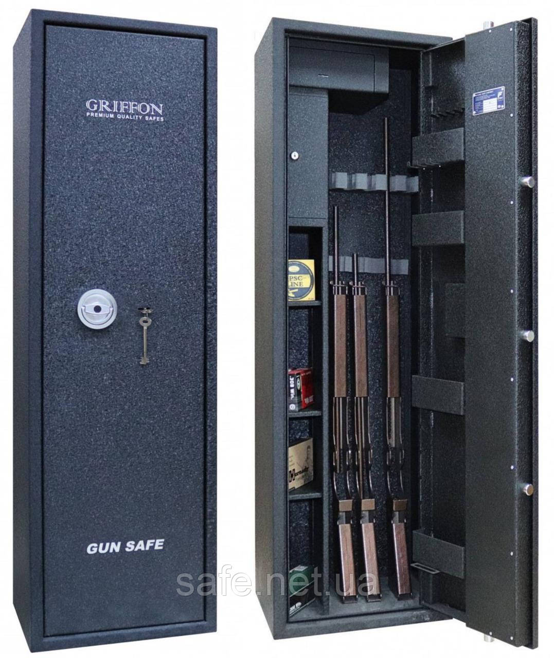 Сейф збройовий Griffon GE.450.K.L BLACK (ВхШхГ:1512x450x370) на 4 рушниці, сейф для рушниці, сейф мисливський
