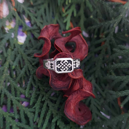 Кільце перстень оберіг амулет чоловіче Вузол нескінченності срібло 925, фото 1