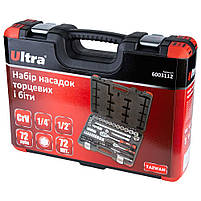 Набір насадок торцевих і біт 1/4", 1/2" 72 шт CrV Taiwan ULTRA (6003112), фото 7