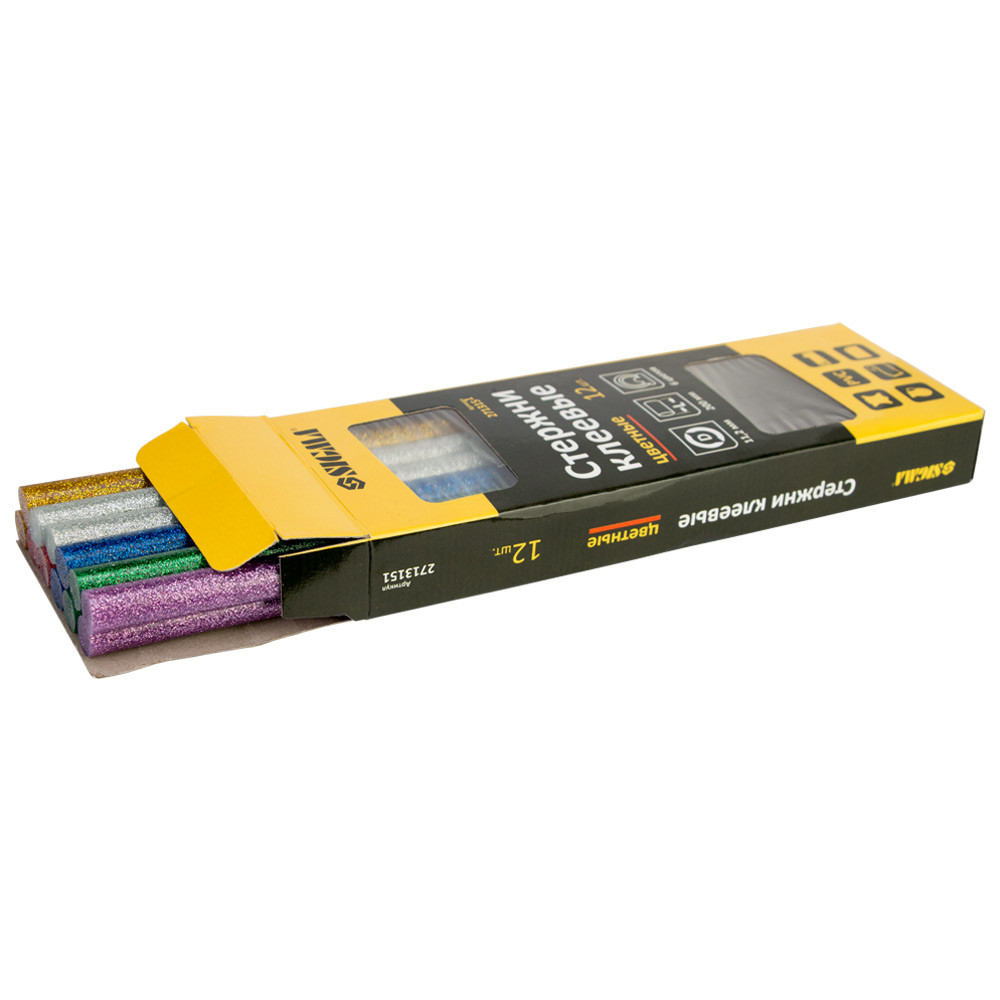 Набір стрижнів клейових Ø11.2×200мм 12 шт. 0.24 кг (колірні) SIGMA (2713151), фото 1