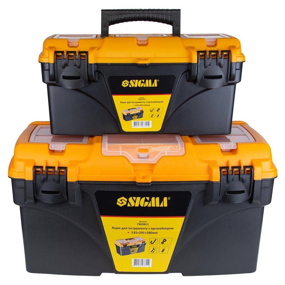 Набір ящиків для інструменту 2в1 з органайзером 410×209×195 мм, 535×291×280 мм SIGMA (7403771), фото 1