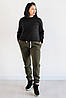 Теплі жіночі спортивні штани штани на флісі стильні No333.11 колір хакі, фото 2