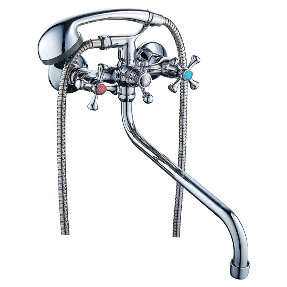 Змішувач VN 1/2" для ванни гусак вигнутий дивертор вбудований кульовий TAU (VN-5C460C), фото 1