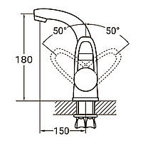 Змішувач HL Ø35 для раковини гусак вигнутий на гайці AQUATICA HL-1A230C (9734000), фото 3