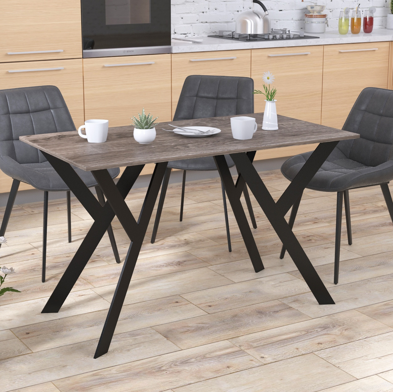 Стіл обідній прямокутний у стилі лофт Ішла 120-65 прямі кути Loft Design