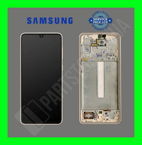 Дисплей Samsung A336 Gold/Peach A33 5G 2022 (GH82-28143D) сервісний оригінал у складі з рамкою, фото 2