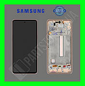 Дисплей Samsung A536 Gold / Peach A53 2022 (GH82-28024D) сервісний оригінал у зборі з рамкою