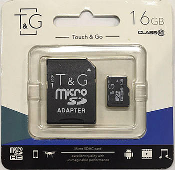 Карта пам'яті micro SDHC, 16Gb, Class 10, T&G, SD адаптер (TG-16GBSDCL10-01) Лучшая цена