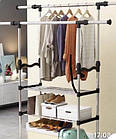 Вішалка-стійка з полками для взуття, подвійна телескопічна для одягу 80х36х160 см Colgador doble. Уцінка!!! Лучшая цена, фото 6