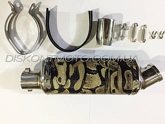 Глушник (тюнінг) 370*100mm, креп. Ø48 mm (неіржавка, овал, прямоток, mod:6)