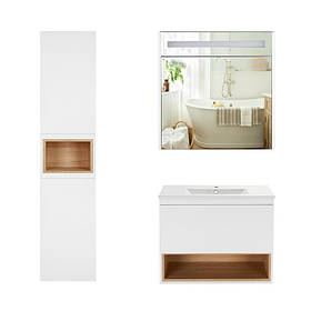 Комплект меблів для ванної Qtap Robin тумба з раковиною + дзеркальна шафа + пенал QT044RO42970