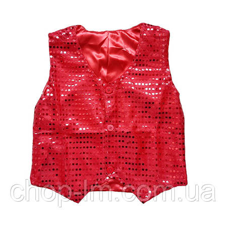 Червона жилетка з паєтками (зріст 158-164 см). Танцювальна жилетка блискуча, фото 1