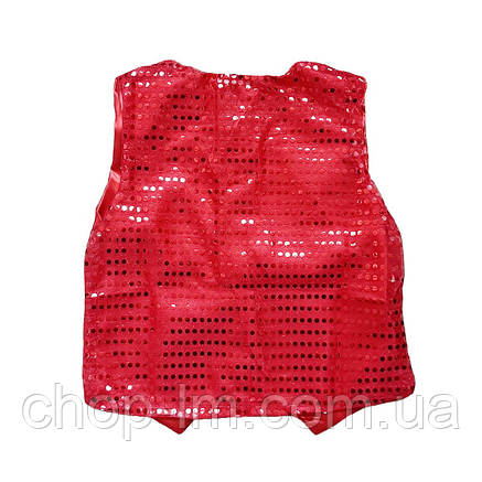 Червона жилетка з паєтками (зріст 158-164 см). Танцювальна жилетка блискуча, фото 2