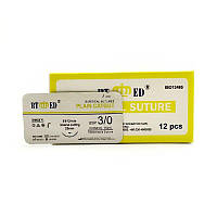 Кетгут звичайний RT-med USP 3/0 (EP 3) зі звор. ріж. голкою 22мм 3/8 кола