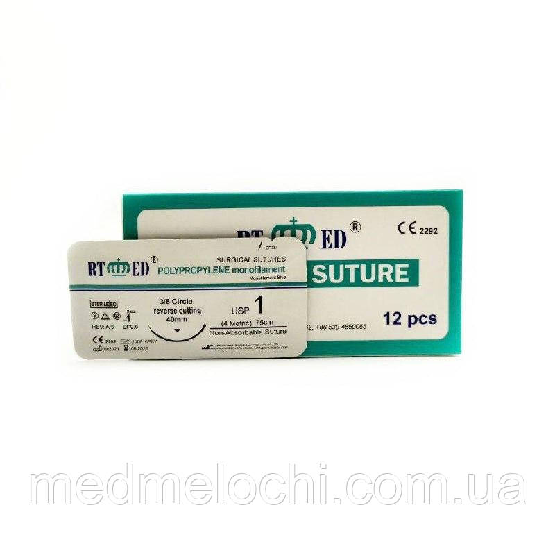 Поліпропілен RT-med USP 1 (EP 4) з ріж. голкою 40мм 3/8 кола