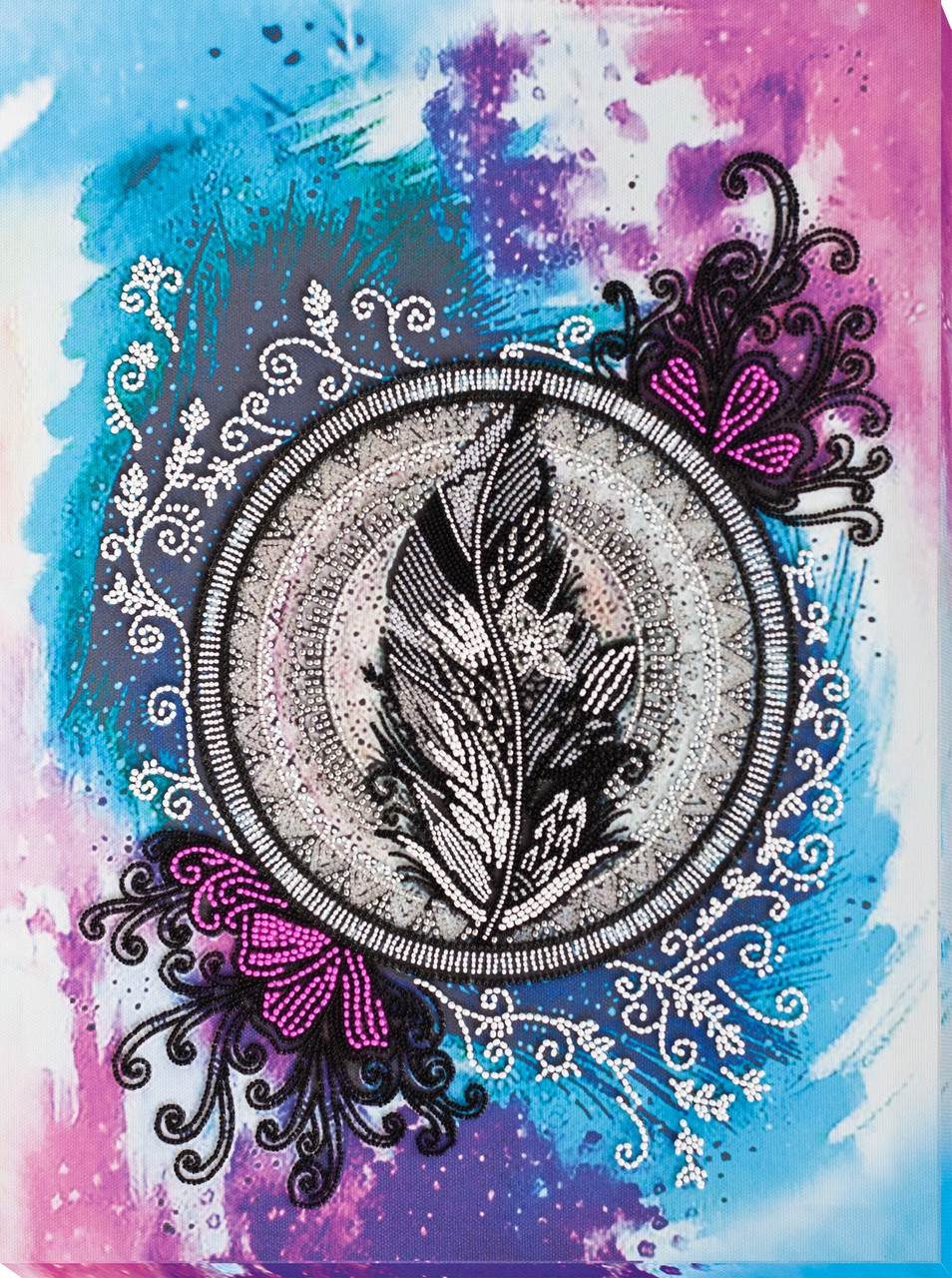 Набір для вишивання бісером на полотні Мандала перо  АВ-839