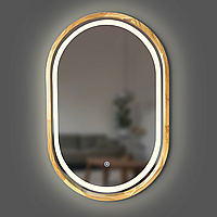 Зеркало капсула деревянное с LED-подсветкой Luxury Wood Freedom Natural Oak Дуб 50x80 см