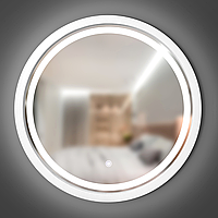 Зеркало круглое деревянное с LED-подсветкой Luxury Wood Perfection Snow White Ясень 65 см