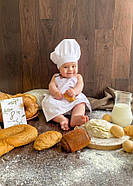 Комплект Фартух та ковпак кухаря дитячий Latte Baby для немовлят 1-3 років Білий, фото 5