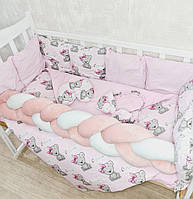 Комплект в кроватку для новорожденных "Elegance Teddy Girl" розовый