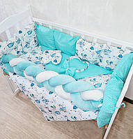 Комплект в кроватку для новорожденных "Elegance Мышка" мятный