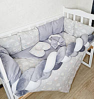 Комплект в кроватку для новорожденных "Elegance Зайка" серый