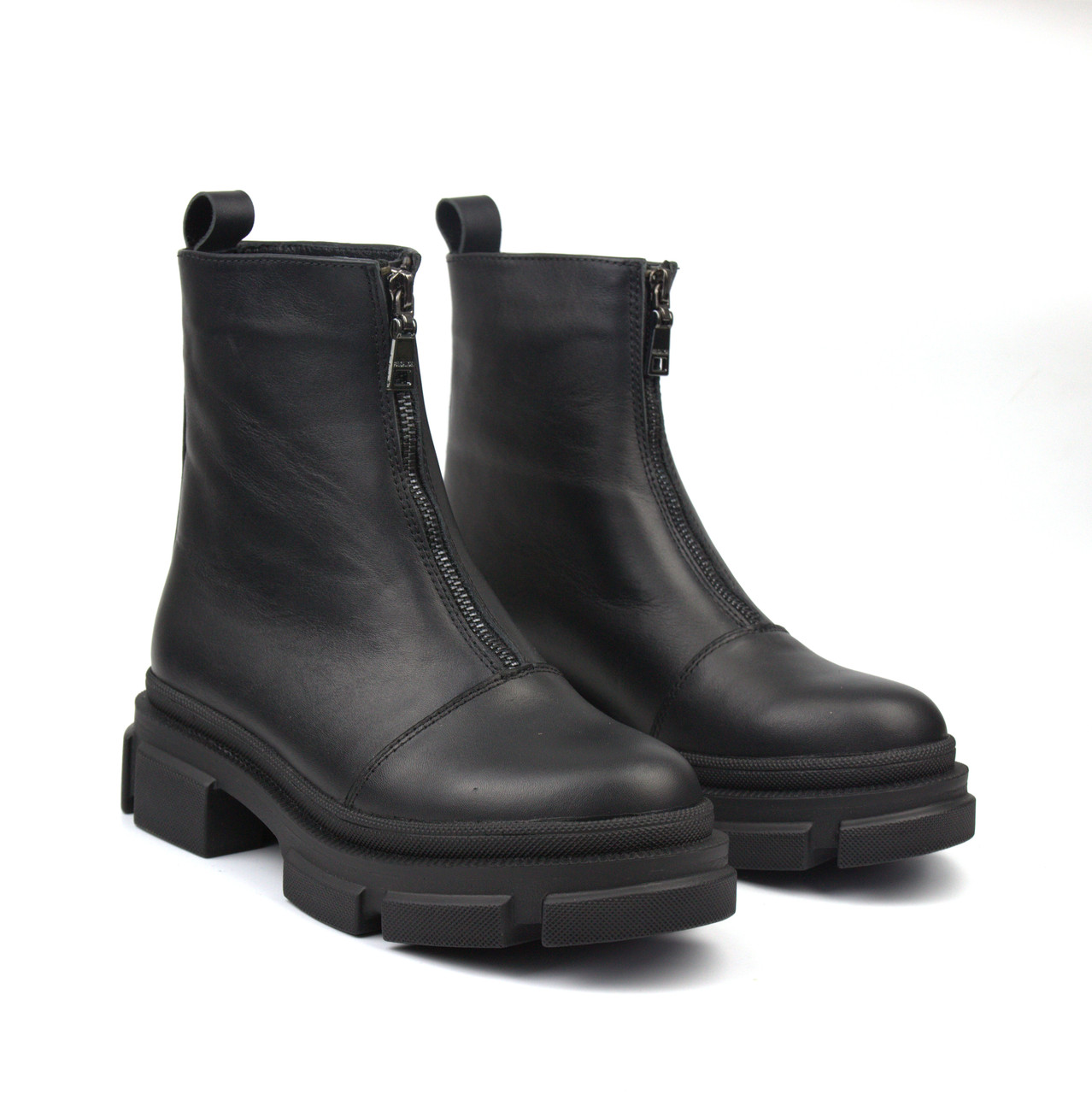 Женские Ботинки Кожаные Без Шнурков На Молнии зимняя обувь COSMO Shoes Mono  Sip Black