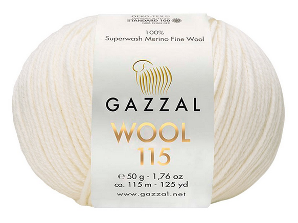 Пряжа Wool 115 Gazzal-3300 білий, не білосніжний