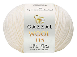 Пряжа Wool 115 Gazzal-3300 білий, не білосніжний