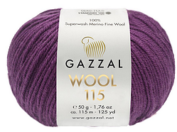 Пряжа Wool 115 Gazzal-3324 фіолетовий