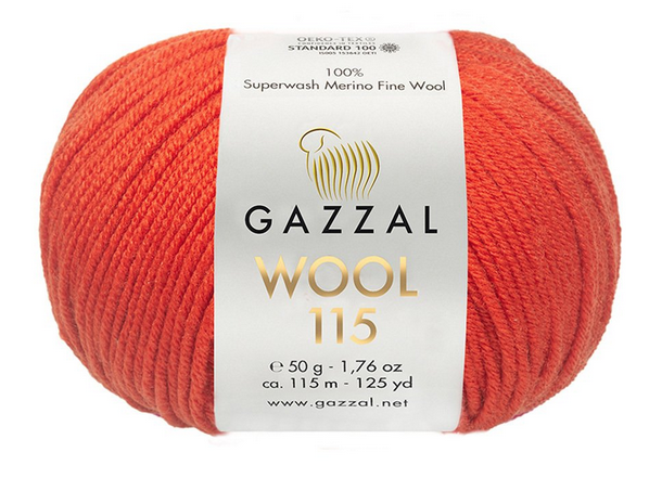 Пряжа Wool 115 Gazzal-3318 померанчево-червоний