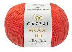 Пряжа Wool 115 Gazzal-3318 померанчево-червоний
