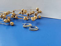 Серебряные серьги серёжки Дорожка с желтыми и голубыми Камнями серебро 925 пробы 53014