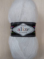 Пряжа Alize Mohair Classic New (Ализе Мохер классик) мохер-25%, шерссть-24%, акрил-51% 55 білий