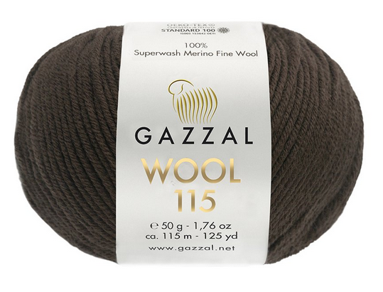 Пряжа Wool 115 Gazzal-3313 темно-коричневий