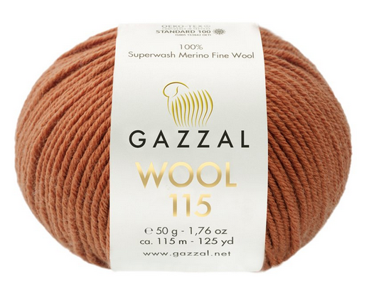 Пряжа Wool 115 Gazzal-3317 цегляний