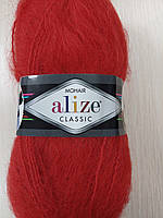 Пряжа Alize Mohair Classic New (Ализе Мохер классик) мохер-25%, шерссть-24%, акрил-51% № 56 червоний