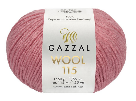Пряжа Wool 115 Gazzal-3322 пильна троянда