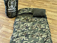 Спальний мішок до - 20 зимовий мультикам камуфляж на флісі + подушка