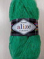 Пряжа Alize Mohair Classic New (Ализе Мохер классик) мохер-25%, шерссть-24%, акрил-51% № 455 зелений